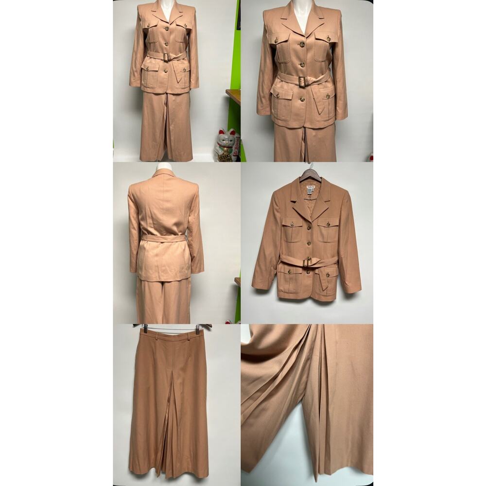 VTG 70s Talbots Suit Culottes  Jacket Worsted‎ Wool Sz 10 12 Equestrian Khaki